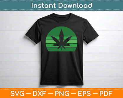 Vintage Marijuana Pot Leaf Hemp Leaf Retro SVG Digital Cutting File