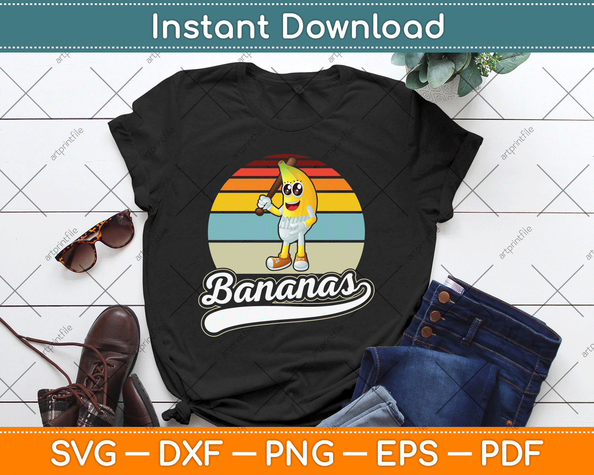 Vintage Retro Funny Banana SVG Digital Cutting File