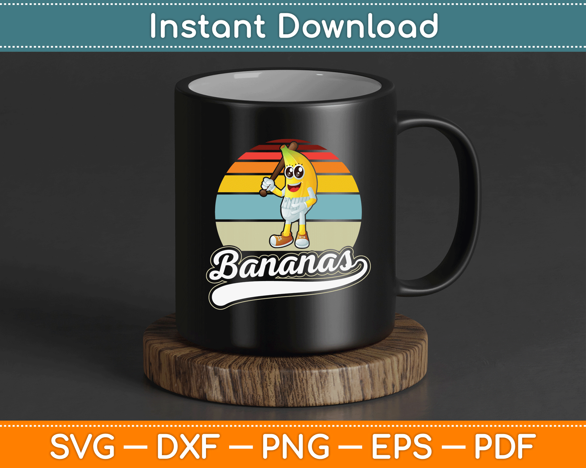 Vintage Retro Funny Banana SVG Digital Cutting File