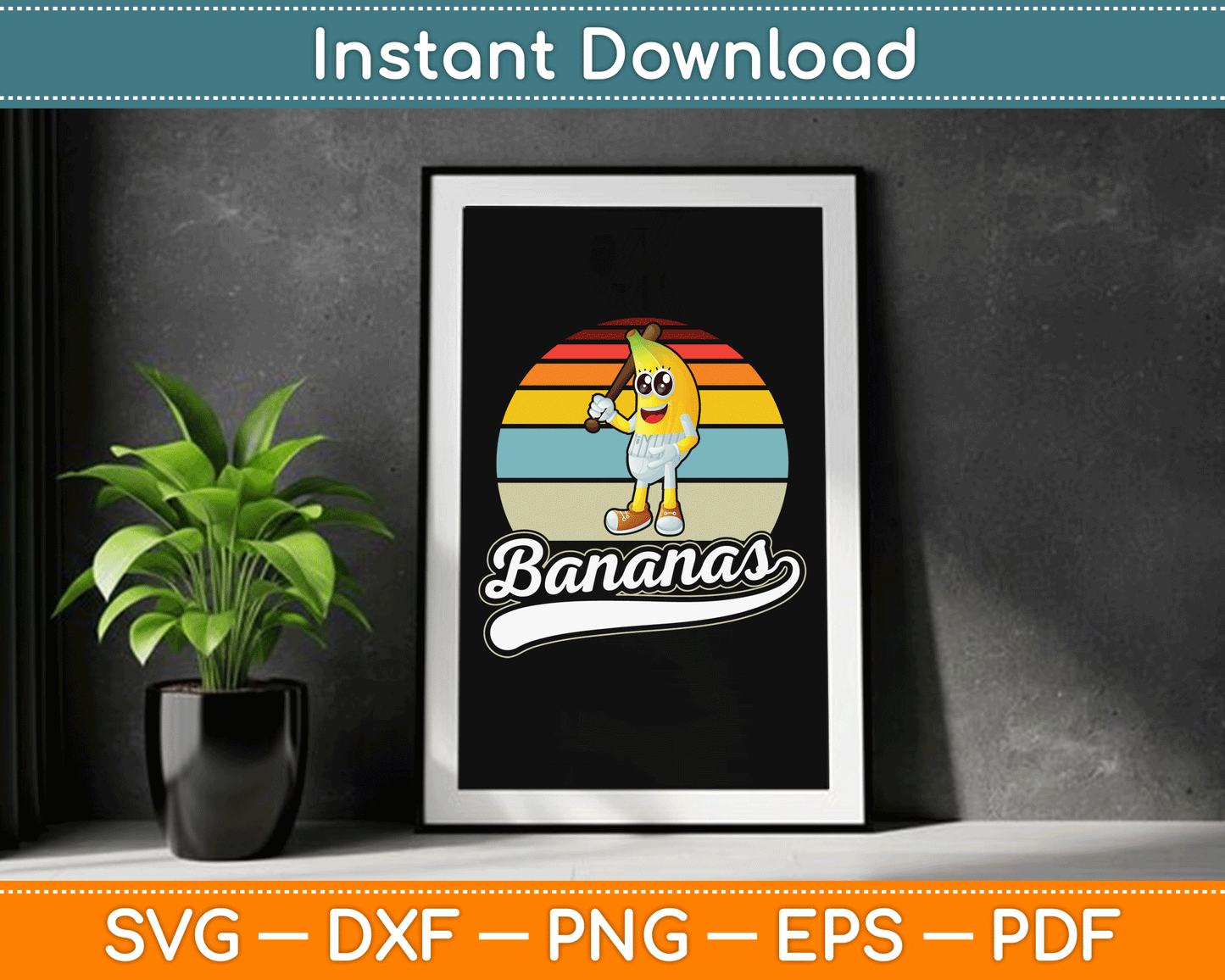 Vintage Retro Funny Banana SVG Digital Cutting File