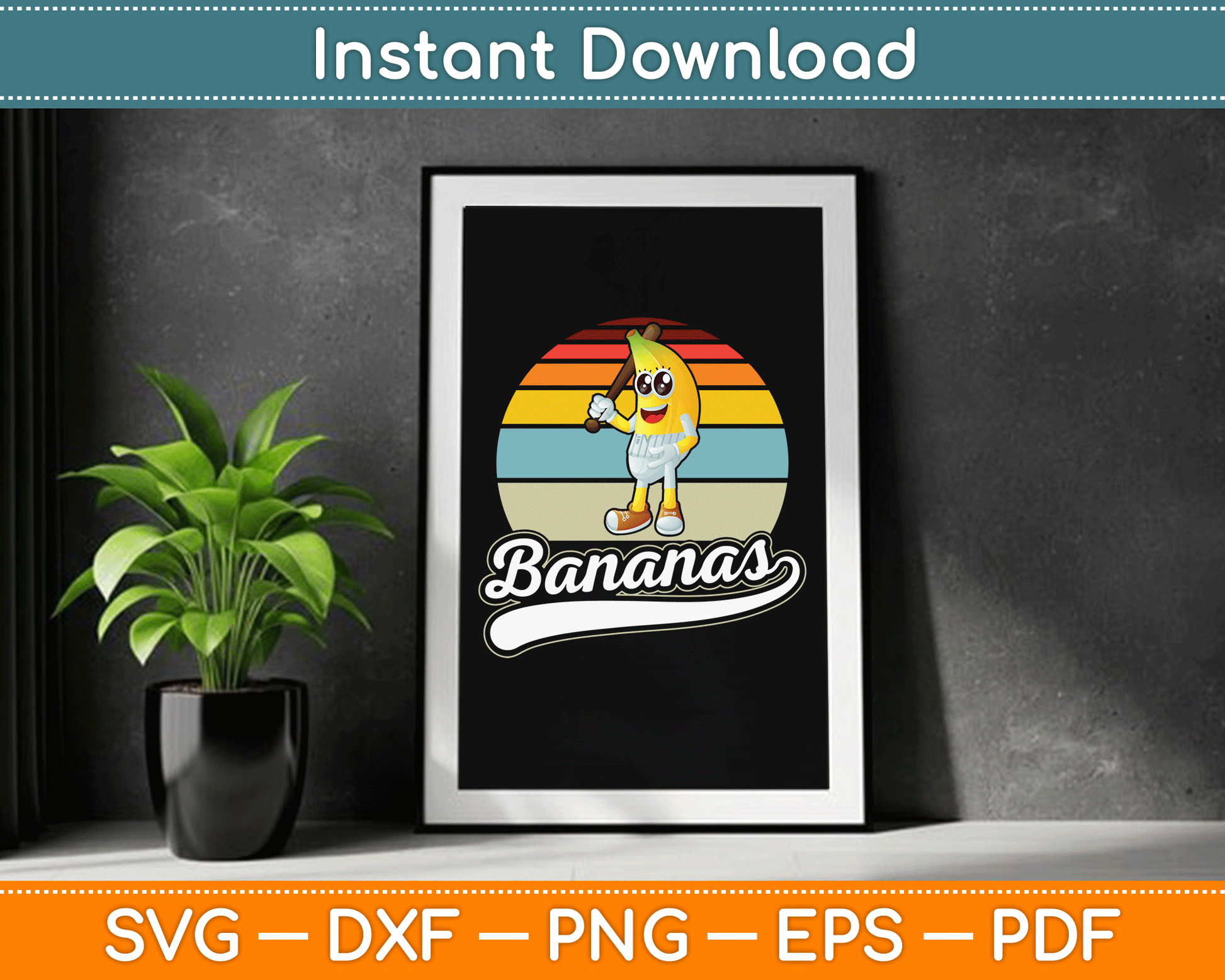 Vintage Retro Funny Banana SVG Digital Cutting File