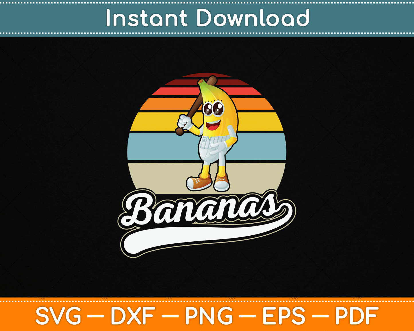 Vintage Retro Funny Banana SVG Digital Cutting File