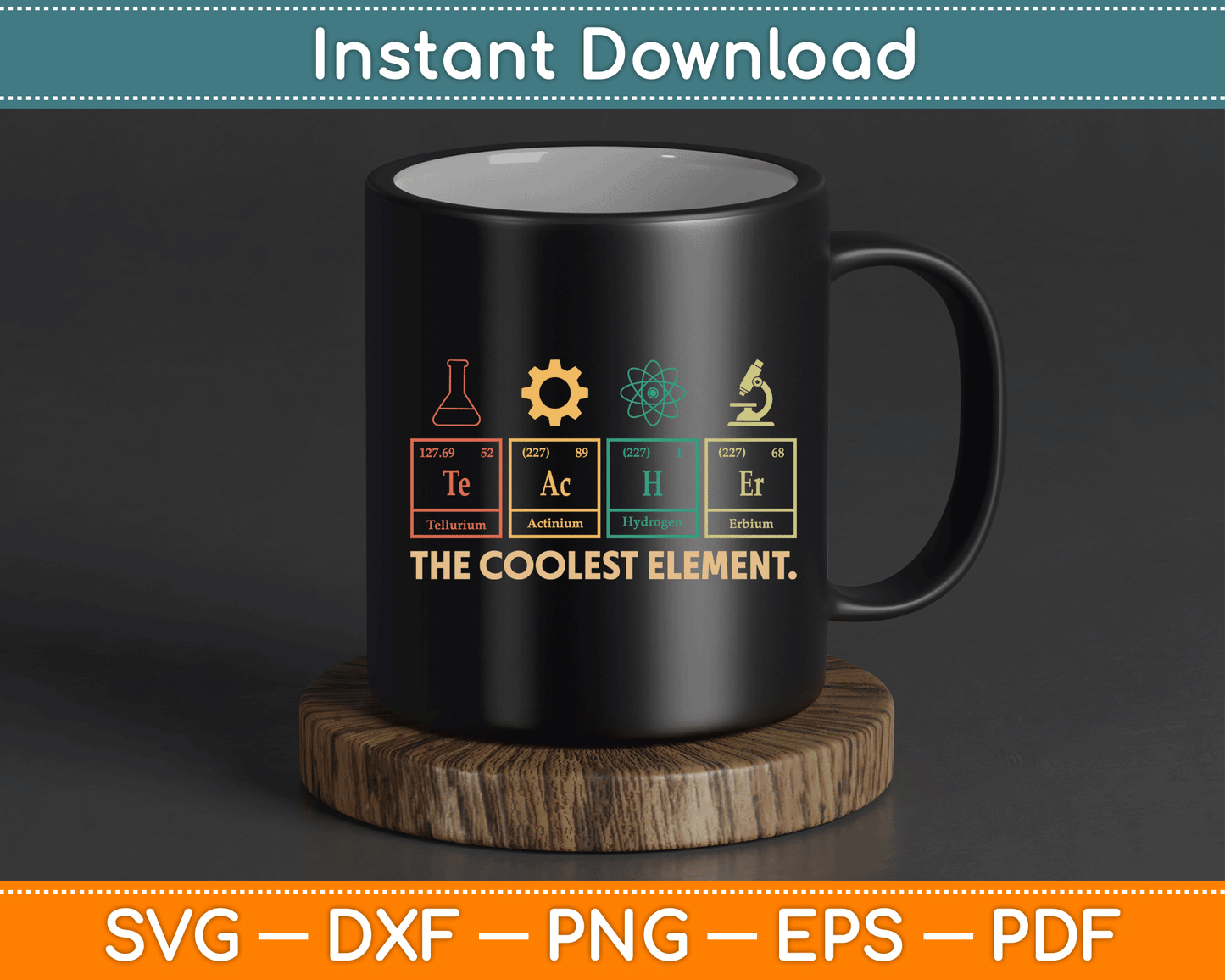Vintage The Coolest Element Periodic Table Chemistry Teacher SVG Digital Cutting File