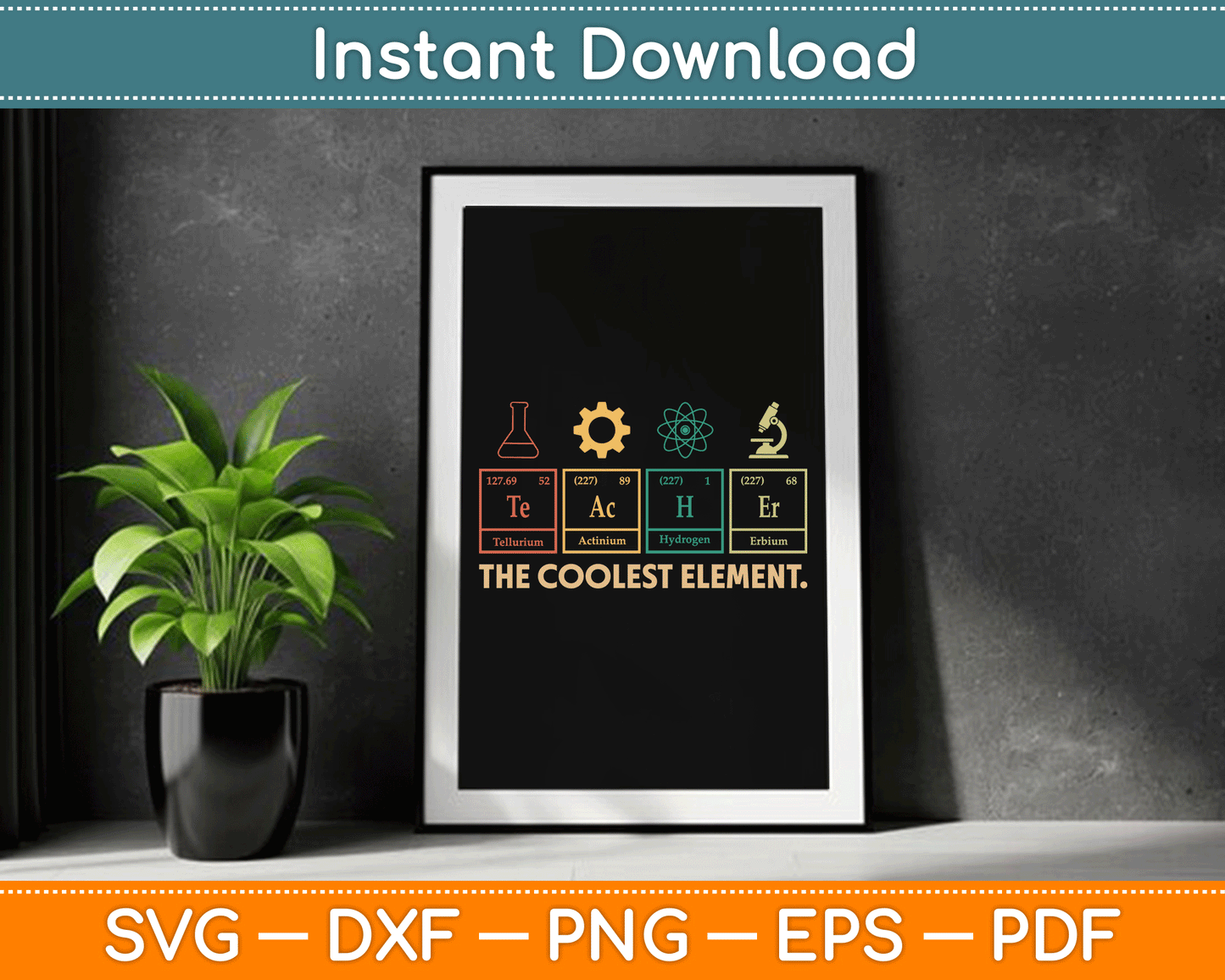 Vintage The Coolest Element Periodic Table Chemistry Teacher SVG Digital Cutting File