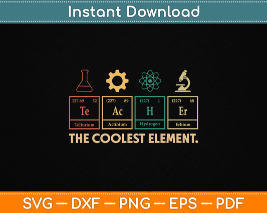 Vintage The Coolest Element Periodic Table Chemistry Teacher SVG Digital Cutting File