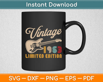 Vintage 1953 Limited Edition Guitar Year Of Birth Birthday Svg Digital Cutting File