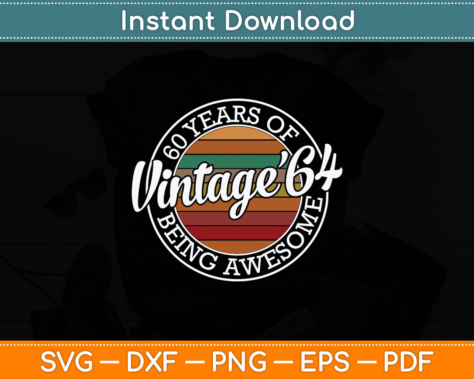 Vintage 1964 Bday Stamp 60th Birthday Gifts 60 Year Old Svg Digital Cutting File