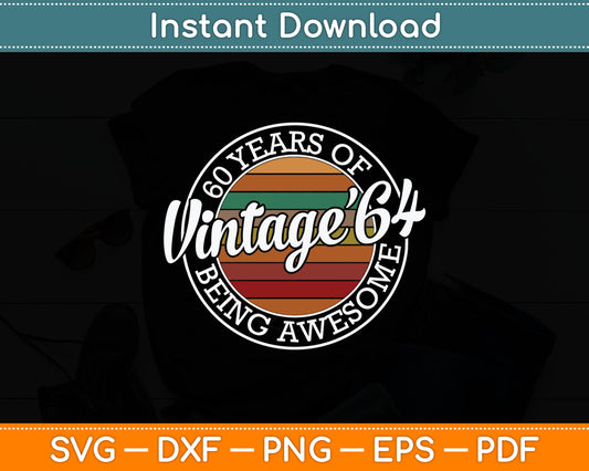 Vintage 1964 Bday Stamp 60th Birthday Gifts 60 Year Old Svg Digital Cutting File