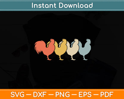 Vintage 1980s Retro Rooster Poultry Farmer Chicken Svg Png Dxf Digital Cutting File