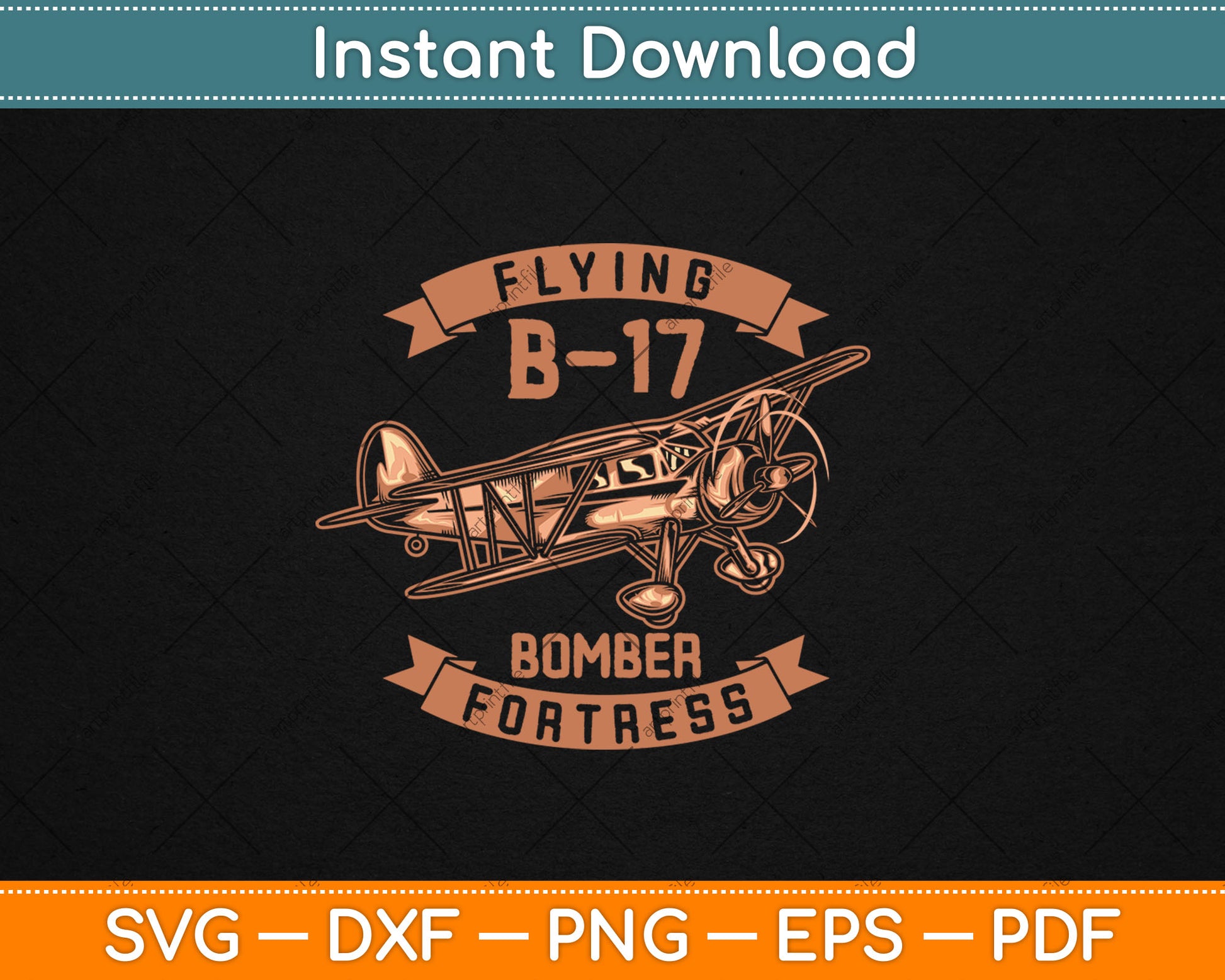 Vintage B-17 Bomber WW2 Plane Aviation Airplane Svg Digital Cutting File