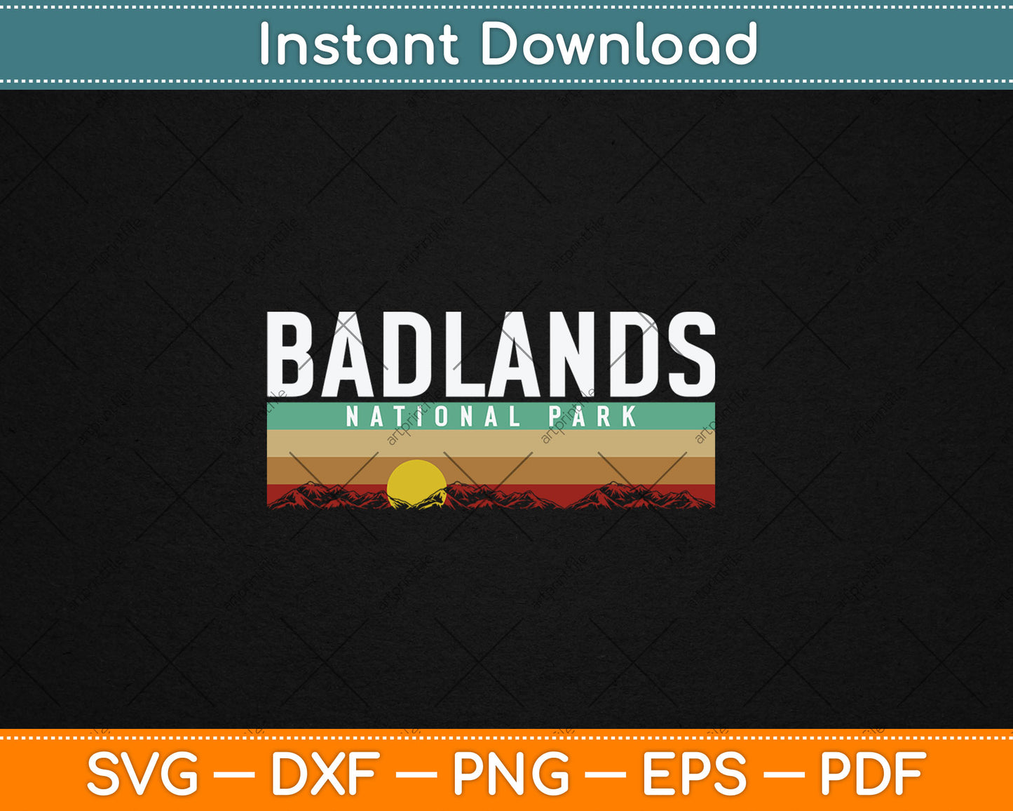 Vintage Badlands National Park Retro Svg Digital Cutting File