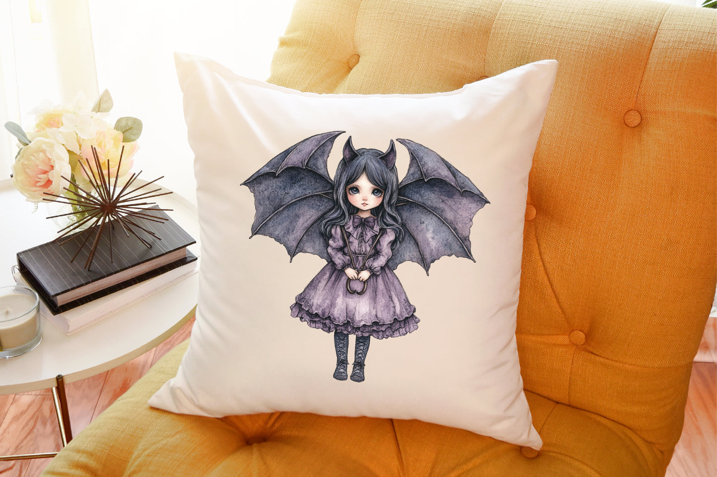Vintage Bat Lady Halloween Clipart Bundle PNG