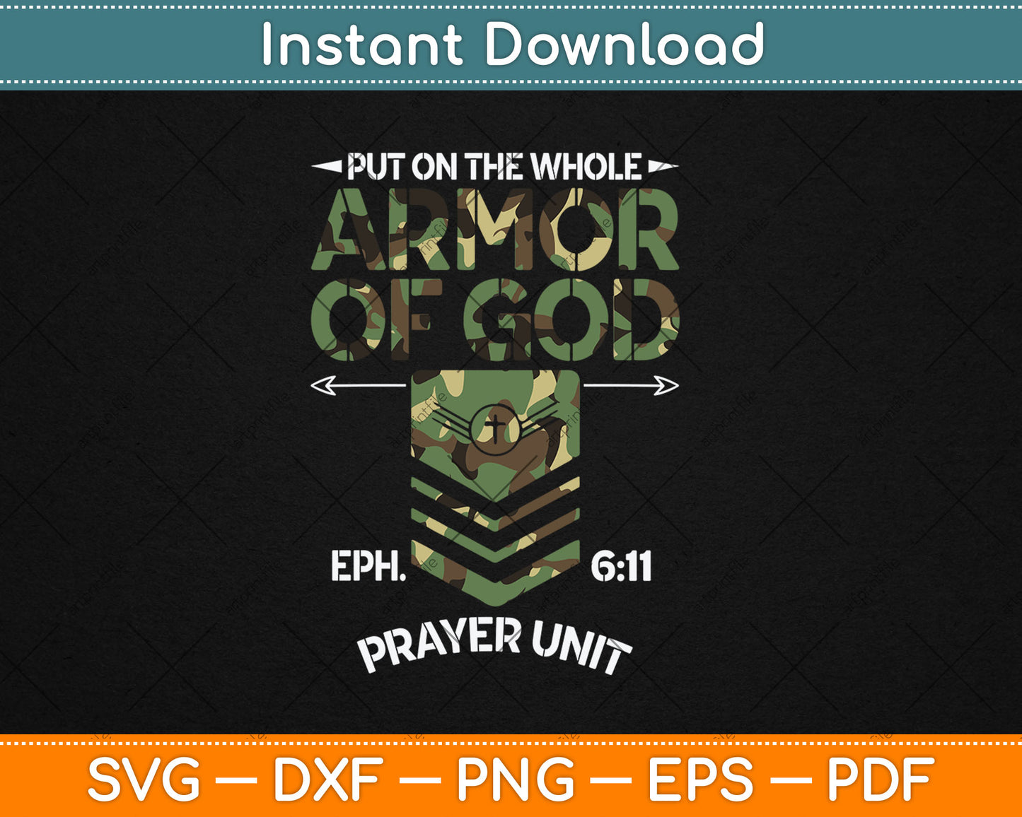Vintage Camo Armor Of God Christians Religious Camouflage Svg Digital Cutting File