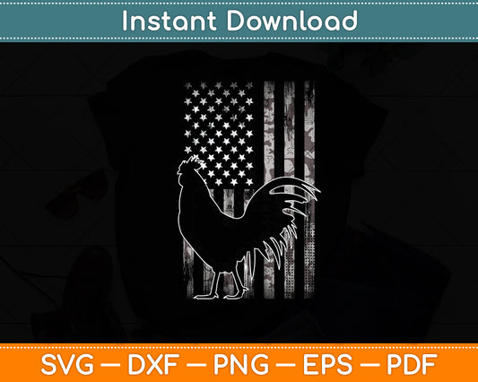 Vintage Chicken Camo American Flag Patriotic Farmer Svg Digital Cutting File