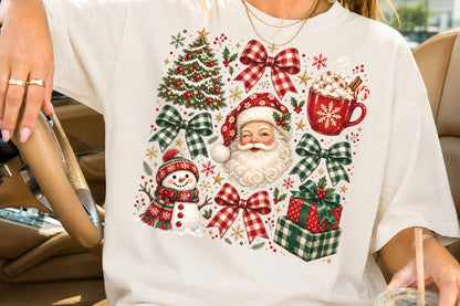 Vintage Christmas Elements PNG Santa Snowman Tree Cocoa Gift Sublimation Bundle