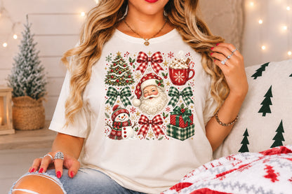 Vintage Christmas Elements PNG Santa Snowman Tree Cocoa Gift Sublimation Bundle