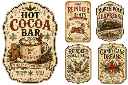 Vintage Christmas Label PNG Bundle Sublimation
