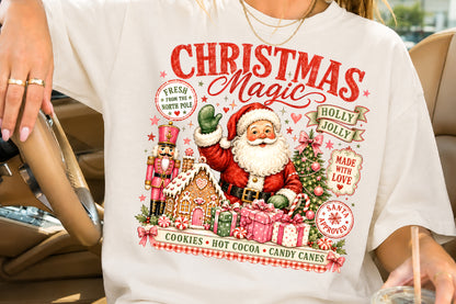 Vintage Christmas Magic Santa PNG Retro Holiday Sublimation Design