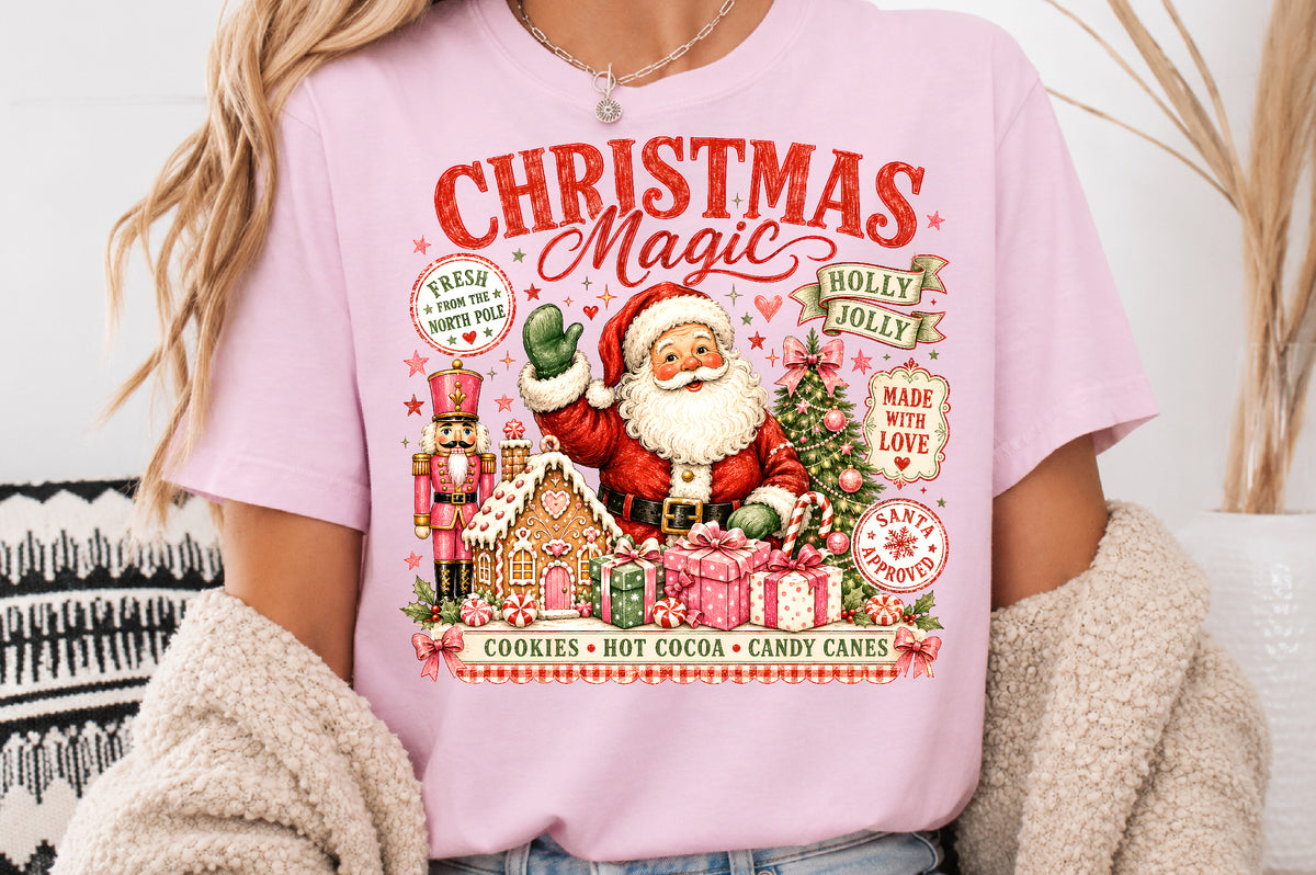Vintage Christmas Magic Santa PNG Retro Holiday Sublimation Design