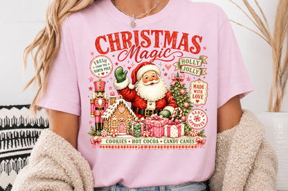 Vintage Christmas Magic Santa PNG Retro Holiday Sublimation Design