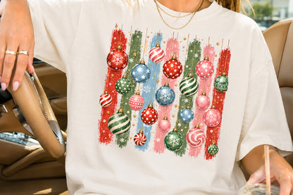 Vintage Christmas Ornaments PNG Retro Holiday Sublimation Design