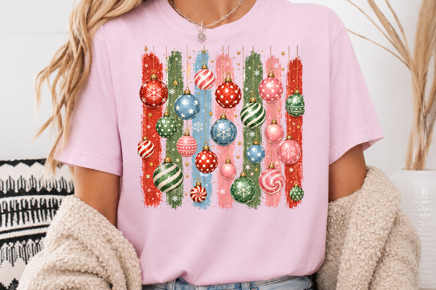 Vintage Christmas Ornaments PNG Retro Holiday Sublimation Design