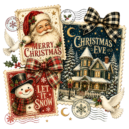Vintage Christmas Postcard Collection PNG