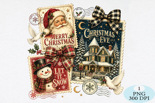 Vintage Christmas Postcard Collection PNG