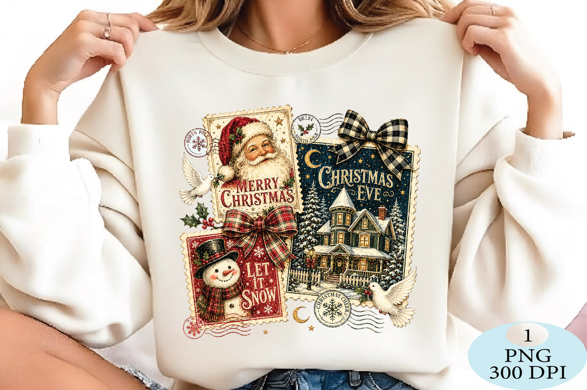 Vintage Christmas Postcard Collection PNG