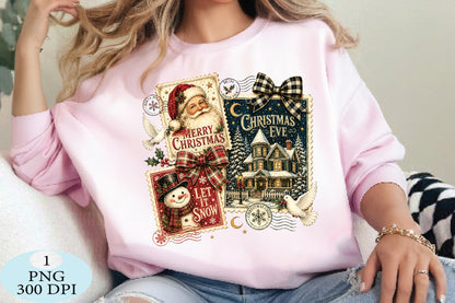 Vintage Christmas Postcard Collection PNG