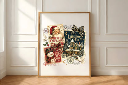 Vintage Christmas Postcard Collection PNG