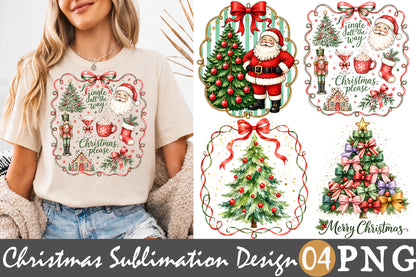 Vintage Christmas Sublimation PNG Santa Tree Nutcracker Merry Christmas Bundle