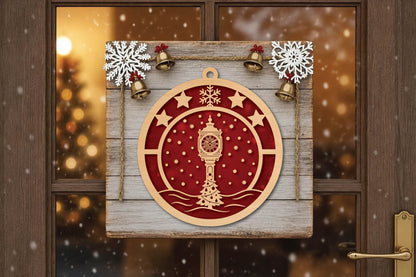 Vintage Clock Christmas Ornament Laser Cut SVG