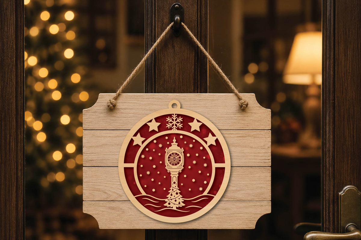 Vintage Clock Christmas Ornament Laser Cut SVG