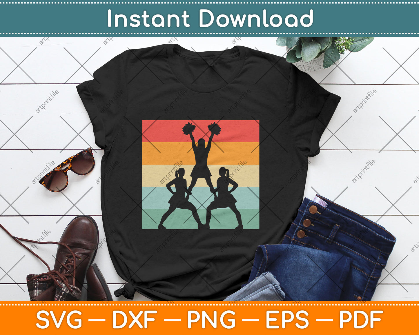 Vintage Cool Cheerleader Women Cheerleading Svg Digital Cutting File