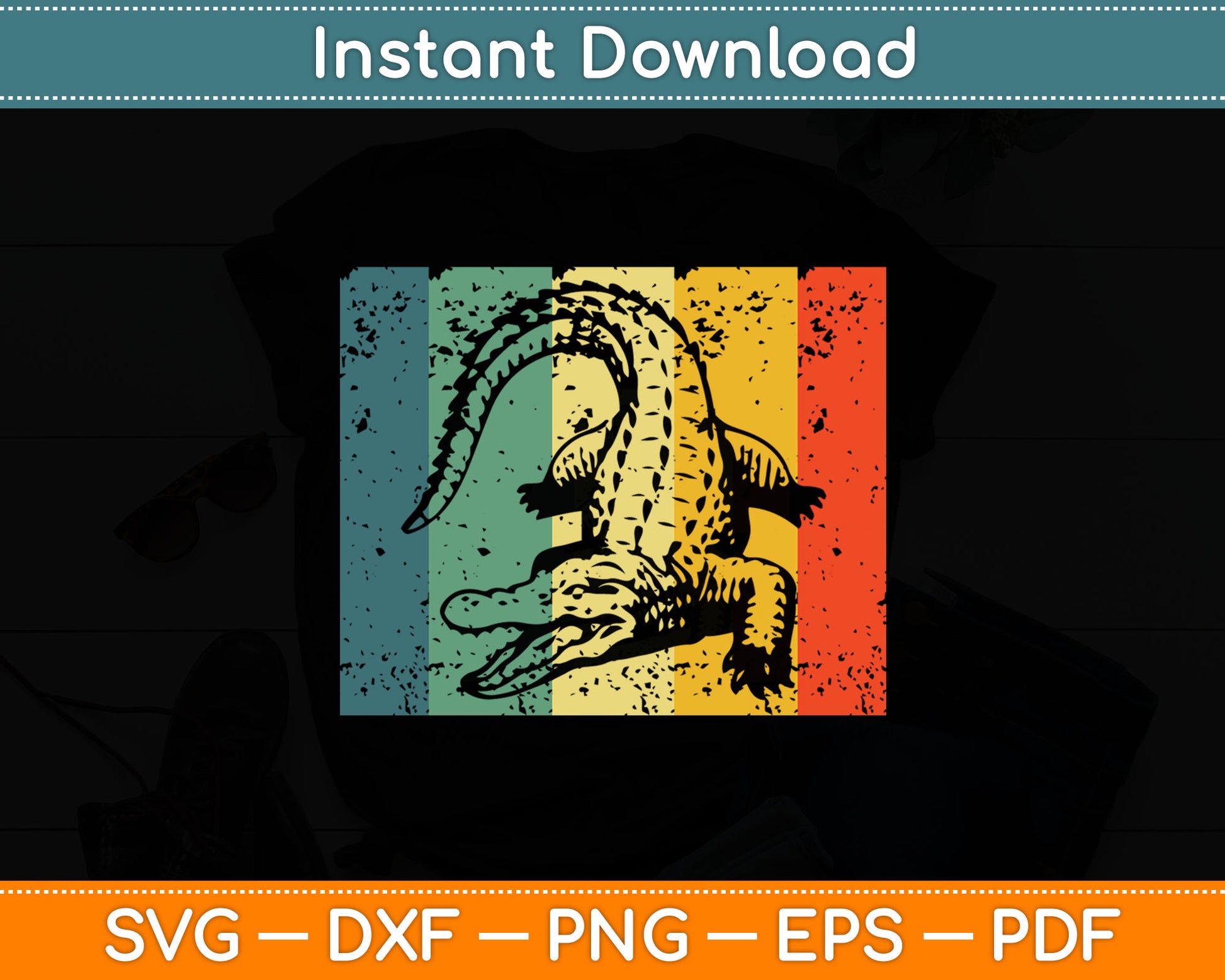 Vintage Cool Crocodile Alligator Zoo Animal Gator Svg Digital Cutting File