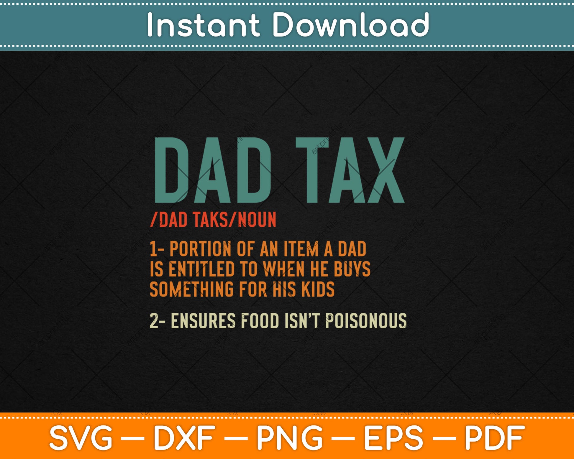 Vintage Dad Tax Definition Funny Father's Day Svg Design Digital Cutting File