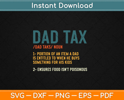Vintage Dad Tax Definition Men Funny Father's Day Svg Digital Cutting File