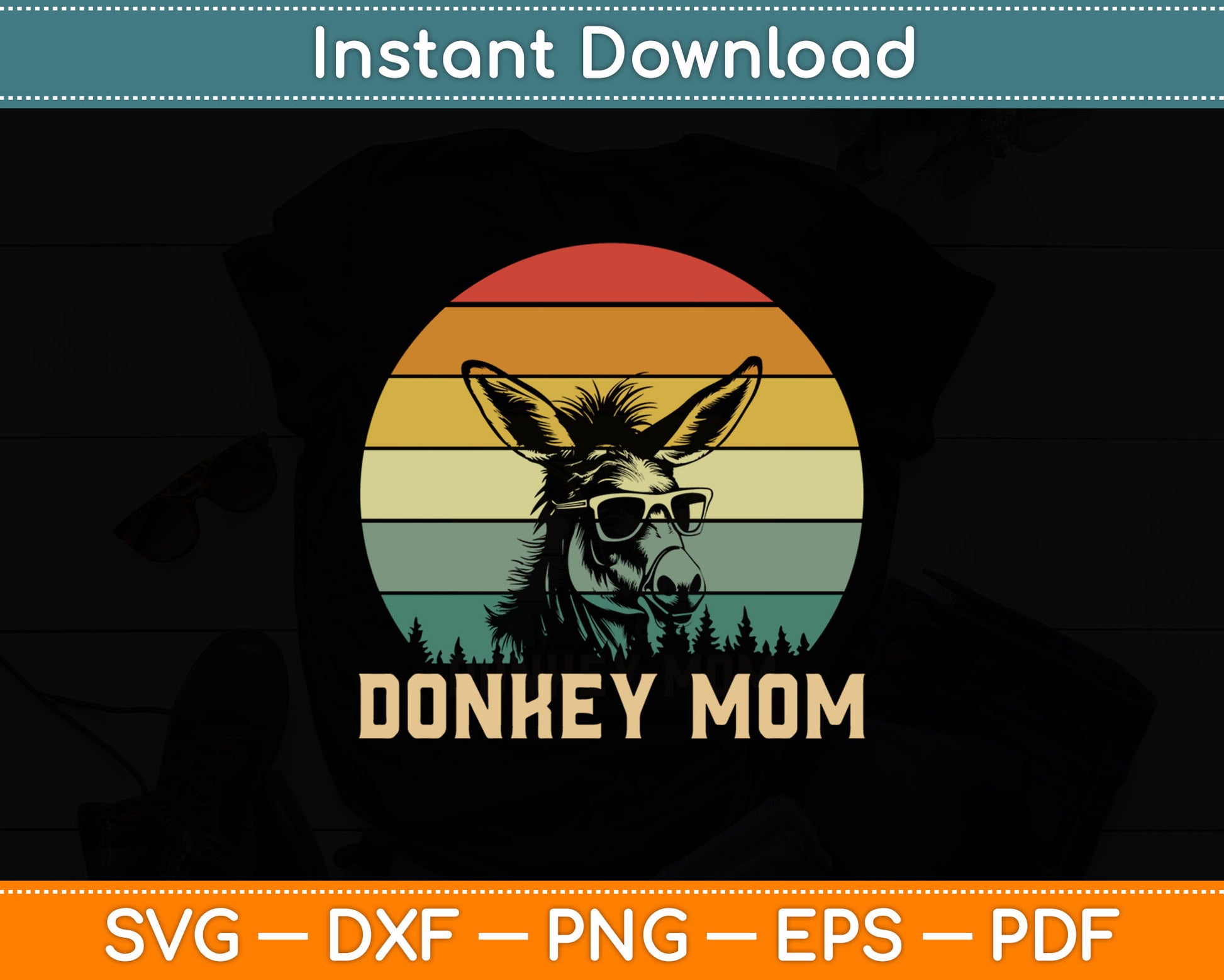 Vintage Donkey Mom Donkey Lovers Mommy Mother's Day Svg Digital Cutting File