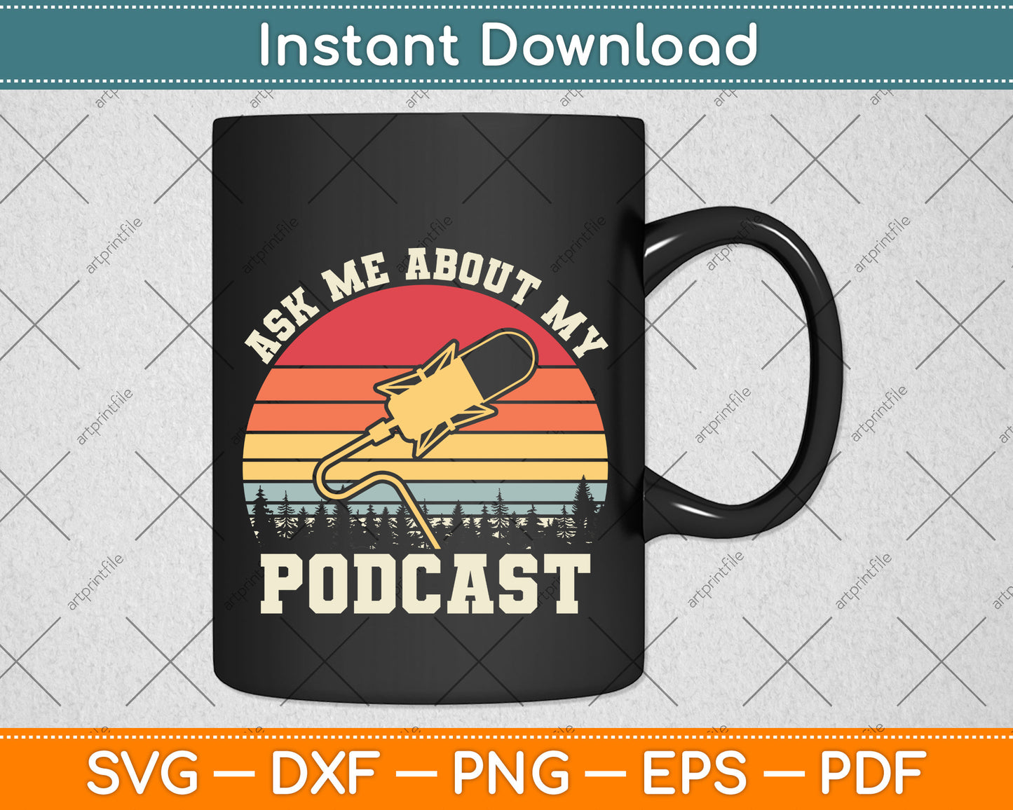 Vintage Eat Sleep Podcast Repeat Funny Svg Png Dxf Digital Cutting File