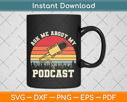 Vintage Eat Sleep Podcast Repeat Funny Svg Png Dxf Digital Cutting File