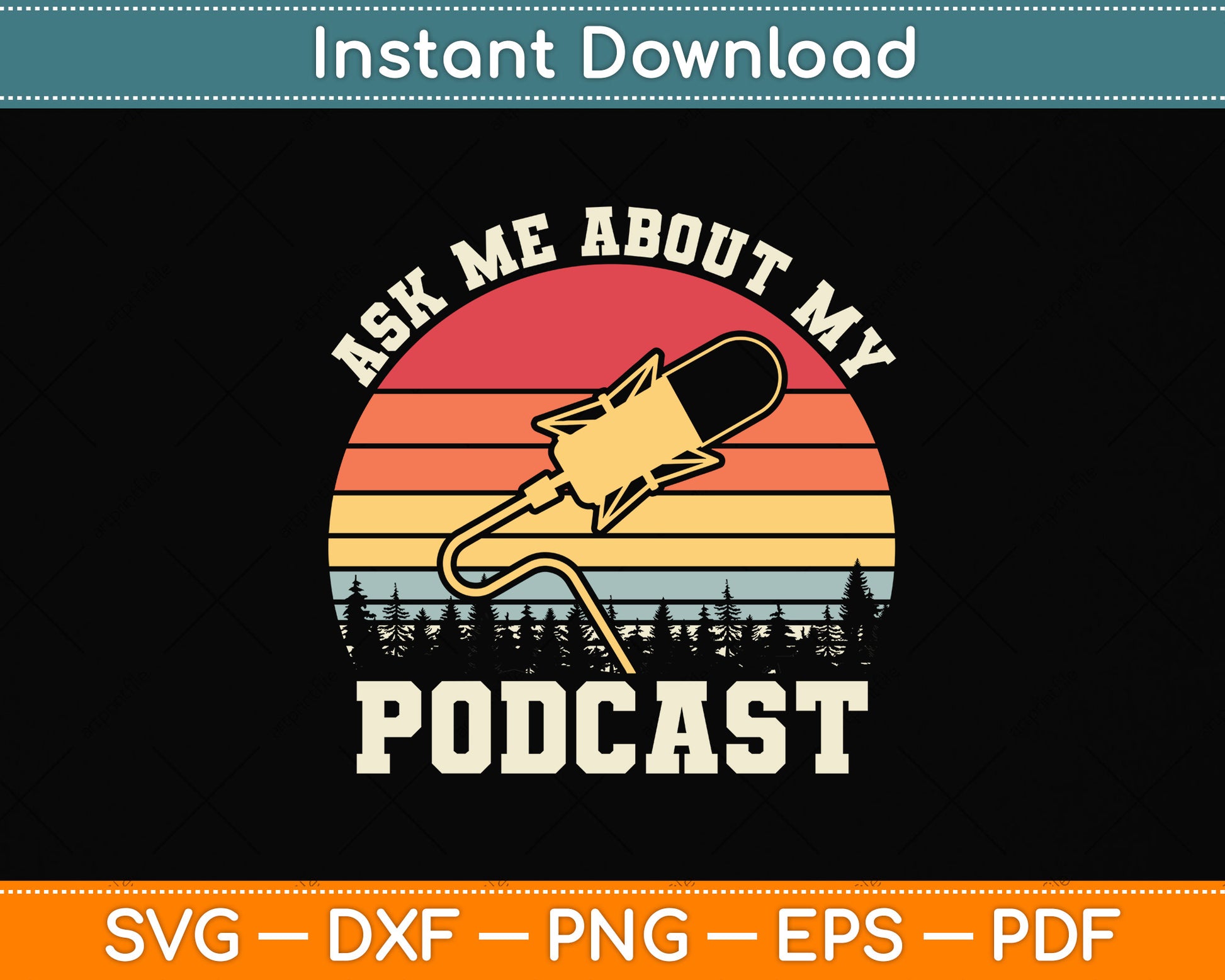 Vintage Eat Sleep Podcast Repeat Funny Svg Png Dxf Digital Cutting File