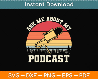 Vintage Eat Sleep Podcast Repeat Funny Svg Png Dxf Digital Cutting File