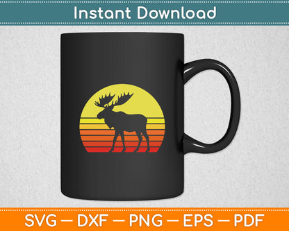 Vintage Eighties Style Retro Sun Moose National Park Forest Svg Digital Cutting File