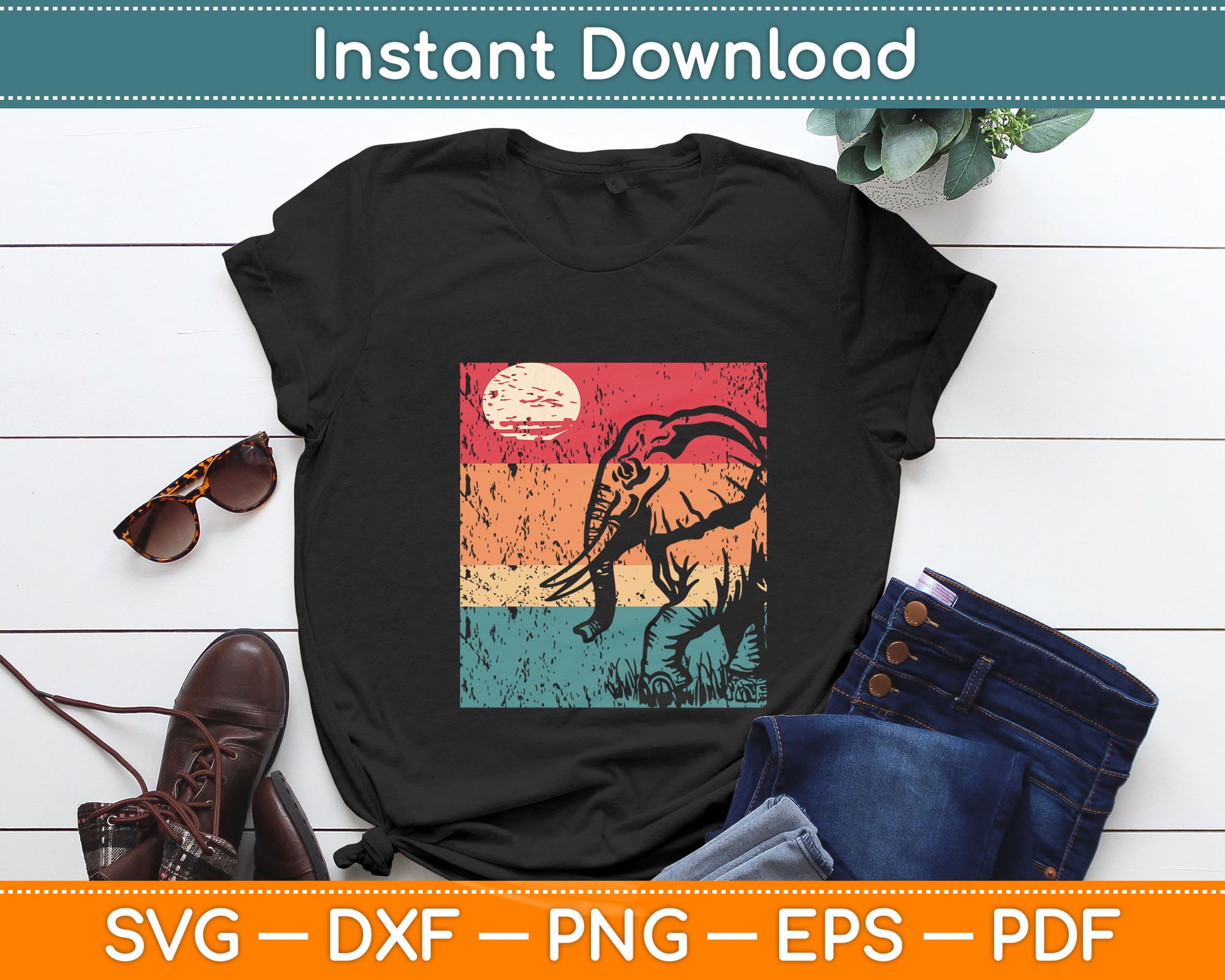 Vintage Elephant Art - Zookeeper Zoologist Safari Lover Svg Digital Cutting File
