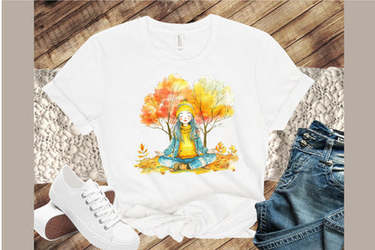 Vintage Fall Hippie Girl PNG Bundle Autumn Boho Clipart