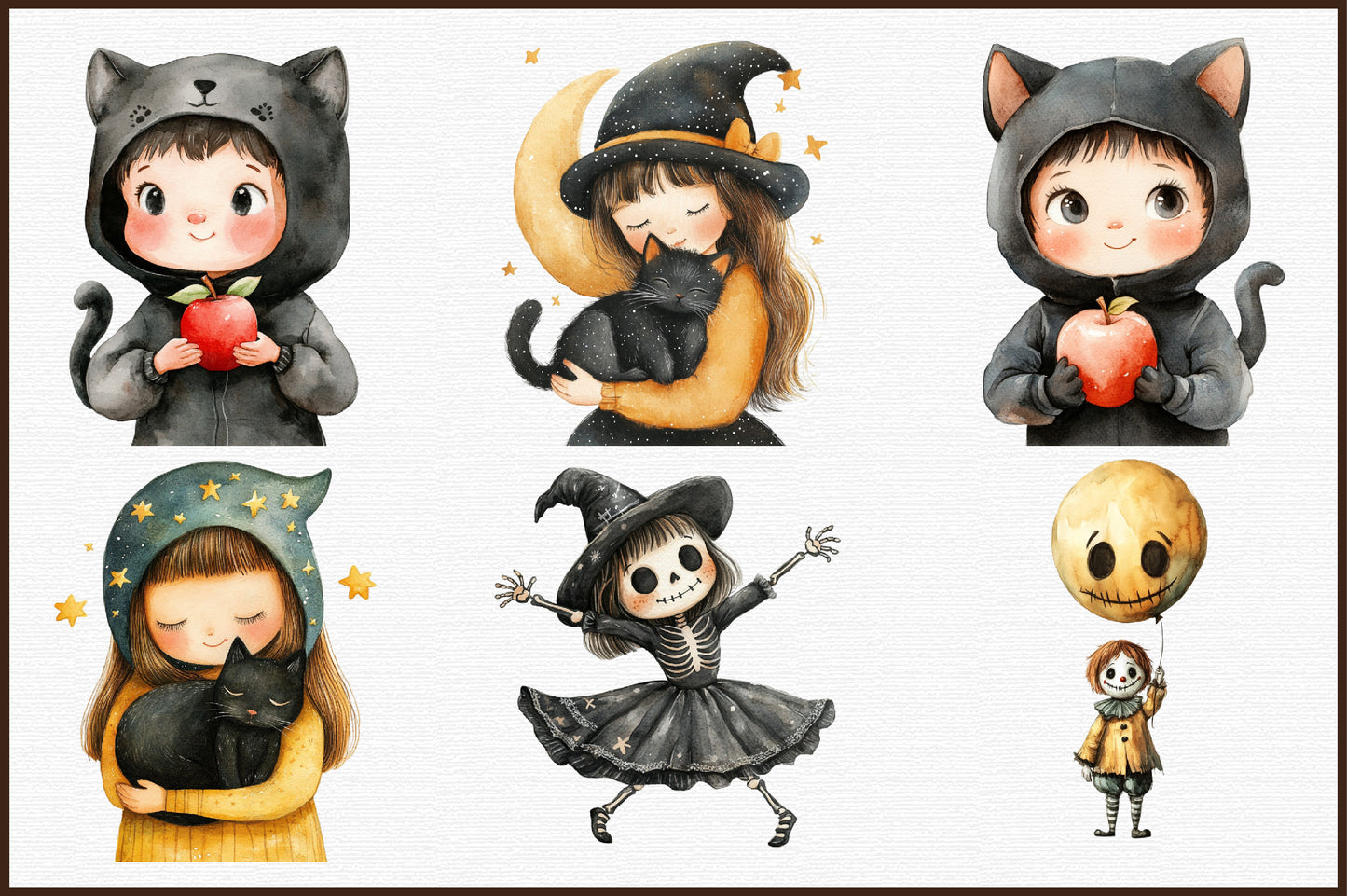 Vintage Halloween Children Clipart Bundle PNG