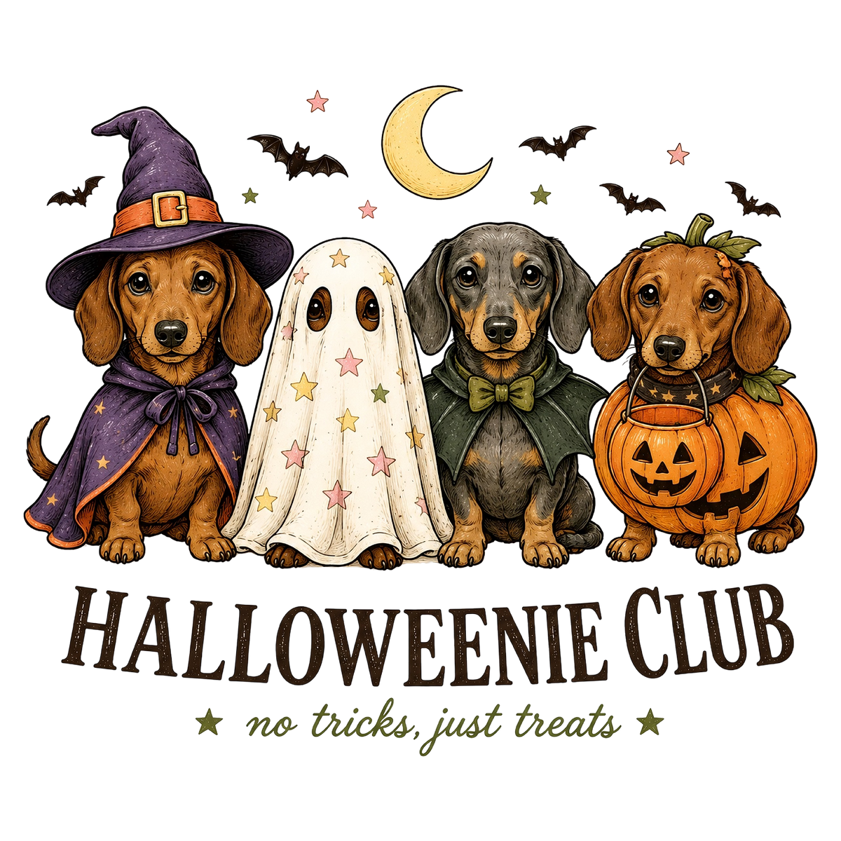 Vintage Halloween Dachshund Dog PNG