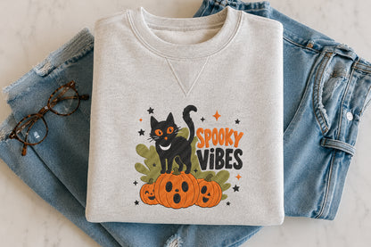 Spooky Cat Pumpkin Embroidery Design