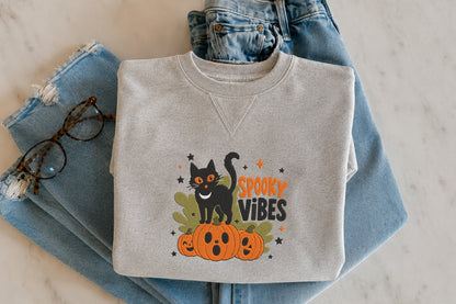 Spooky Cat Pumpkin Embroidery Design